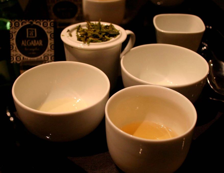 The soaked leaves of a green-leaning Oolong called Wild Goddess infuse a golden, slightly nutty tea.
