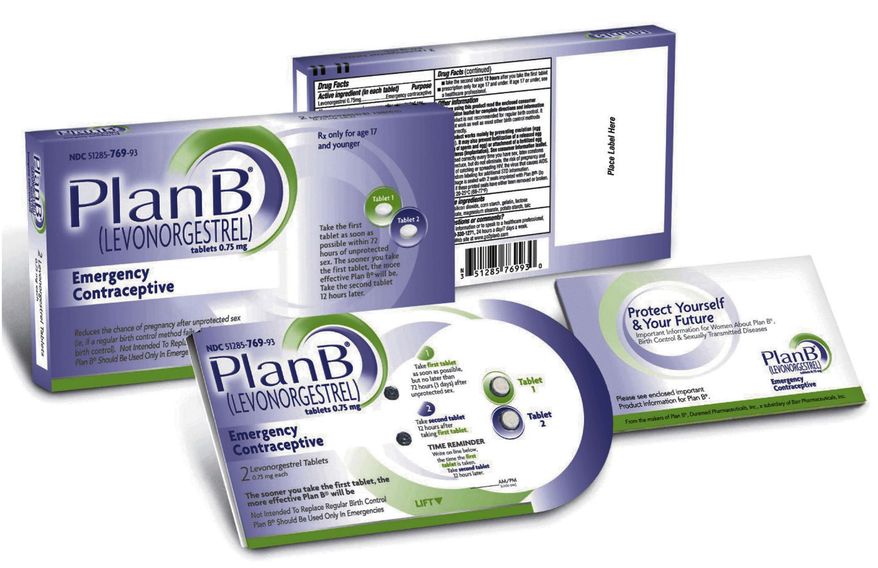 **FILE** This image provided by Barr Pharmaceuticals Inc., shows the packaging for the "Plan B" pill. (Associated Press)