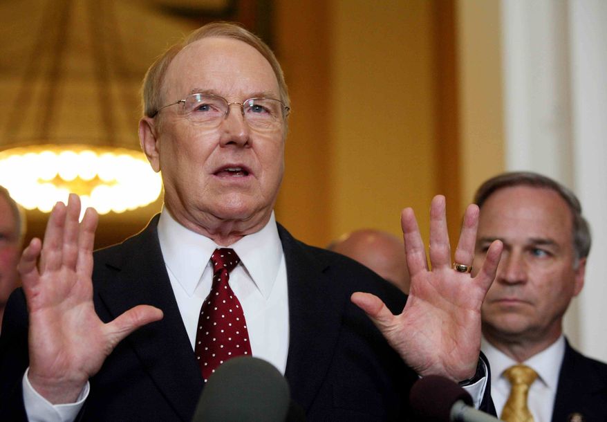 Dr. James Dobson speaks alongside of Prayer Caucus Co-Chairman Rep. J. Randy Forbes (R-Va.), as the National Day of Prayer task force gathers with several other members of Congress to introduce an American's Spiritual Heritage resolution that goes against President Barack Obama's assertion that the United States is not a Judeo-Christian nation, on Capitol Hill in Washington, D.C., on Thursday, May 7, 2009.