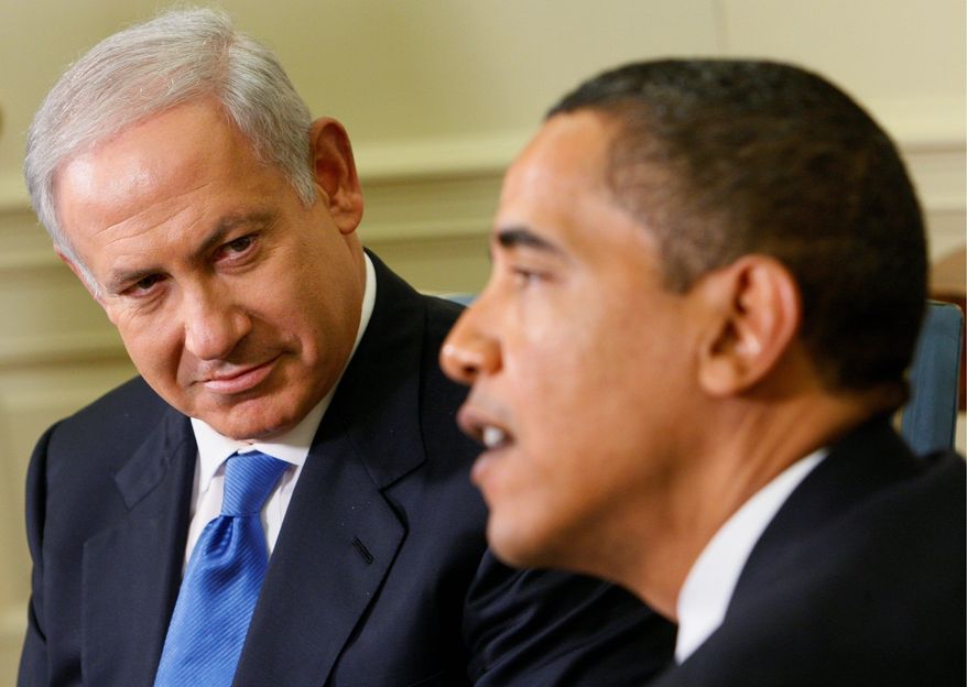 ASSOCIATED PRESS
Israeli Prime Minister Benjamin Netanyahu made it clear in a meeting with President Obama that his intent to engage in the peace process is predicated on actions by Palestinians as well as U.S. actions on Iran.