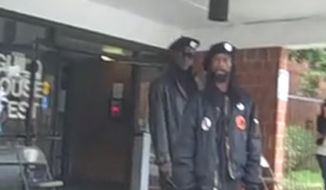 Video footage shows two men — one holding a nightstick — in front of a polling site for the 4th Division of Ward 14 in Philadelphia on Election Day 2008. The men were eventually asked by city police to leave.