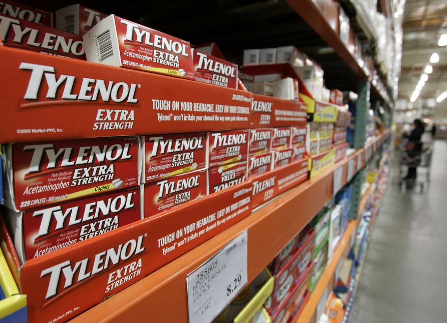 ** FILE ** In this Dec. 12, 2007, photo, Tylenol drugs are shown in the drug department at a Costco store in Mountain View, Calif. (AP Photo/Paul Sakuma, File)