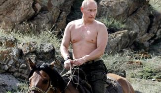 AGENCE FRANCE-PRESSE/GETTY IMAGES
The London Times&#39; Tony Halpin suspects Russian women will be swooning over photos of Prime Minister Vladimir Putin riding horseback bare-chested.