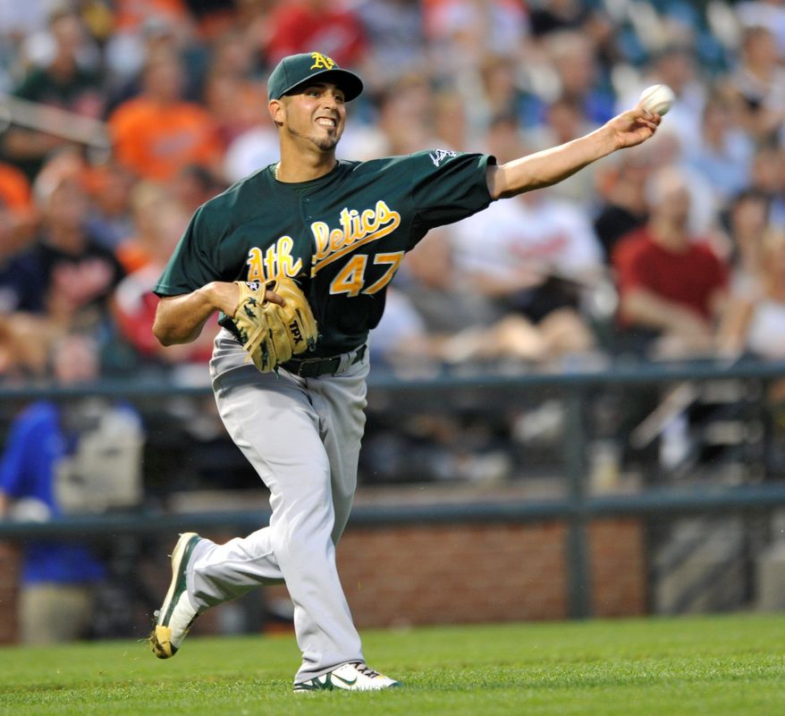 The Washington Nationals acquired 26-year-old left-handed starter Gio Gonzalez from the Oakland A's on in exchange for four top prospects: A.J. Cole, Brad Peacock, Tommy Milone and Derek Norris. (Associated Press)