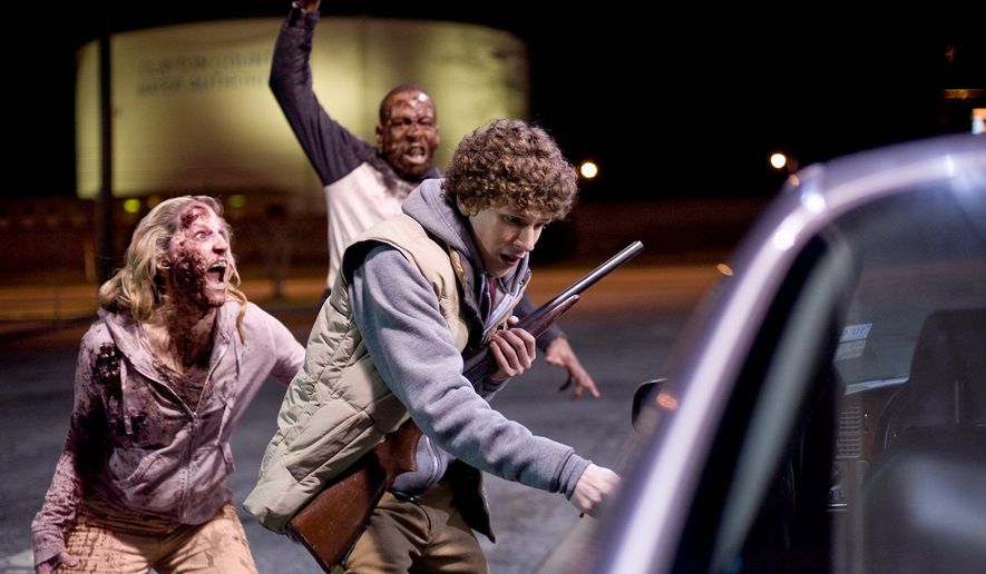 Jesse Eisenberg battles zombies in the horror-action-comedy &quot;Zombieland.&quot;