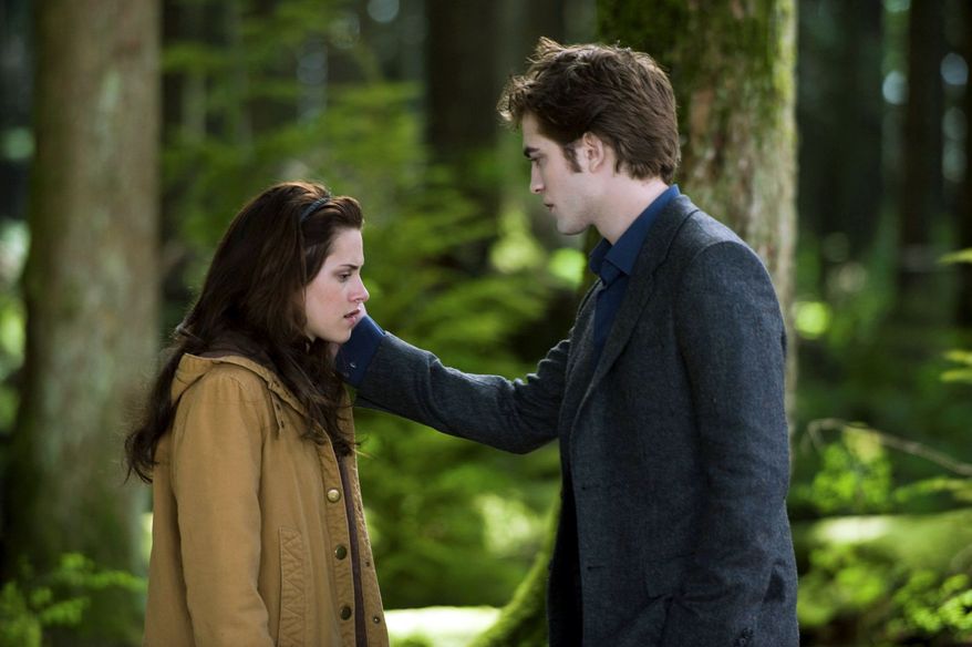 Kristen Stewart is depressed in "The Twilight Saga: New Moon" when her vampire boyfriend, Robert Pattinson, decides he cannot remain with her.