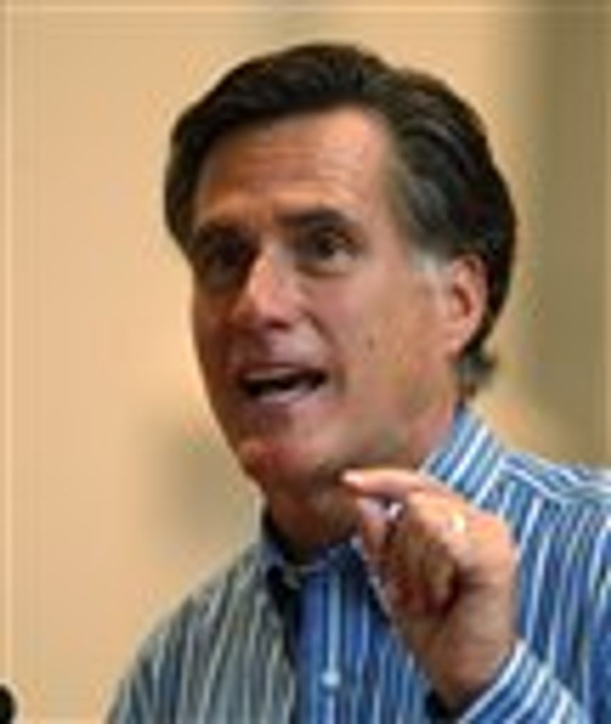 ** FILE ** In this March 30, 2010, photo, former Massachusetts Gov. Mitt Romney speaks during an appearance at Emory University in Atlanta.