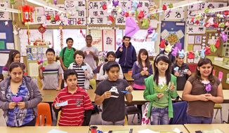 Middle school students in Hacienda Heights, Calif., learn Chinese language and culture as part of the Confucius Classroom grant program. The middle-class town, about 16 miles east of downtown Los Angeles, has a history of racial tensions between longtime residents and relatively recent Chinese newcomers. (Associated Press)