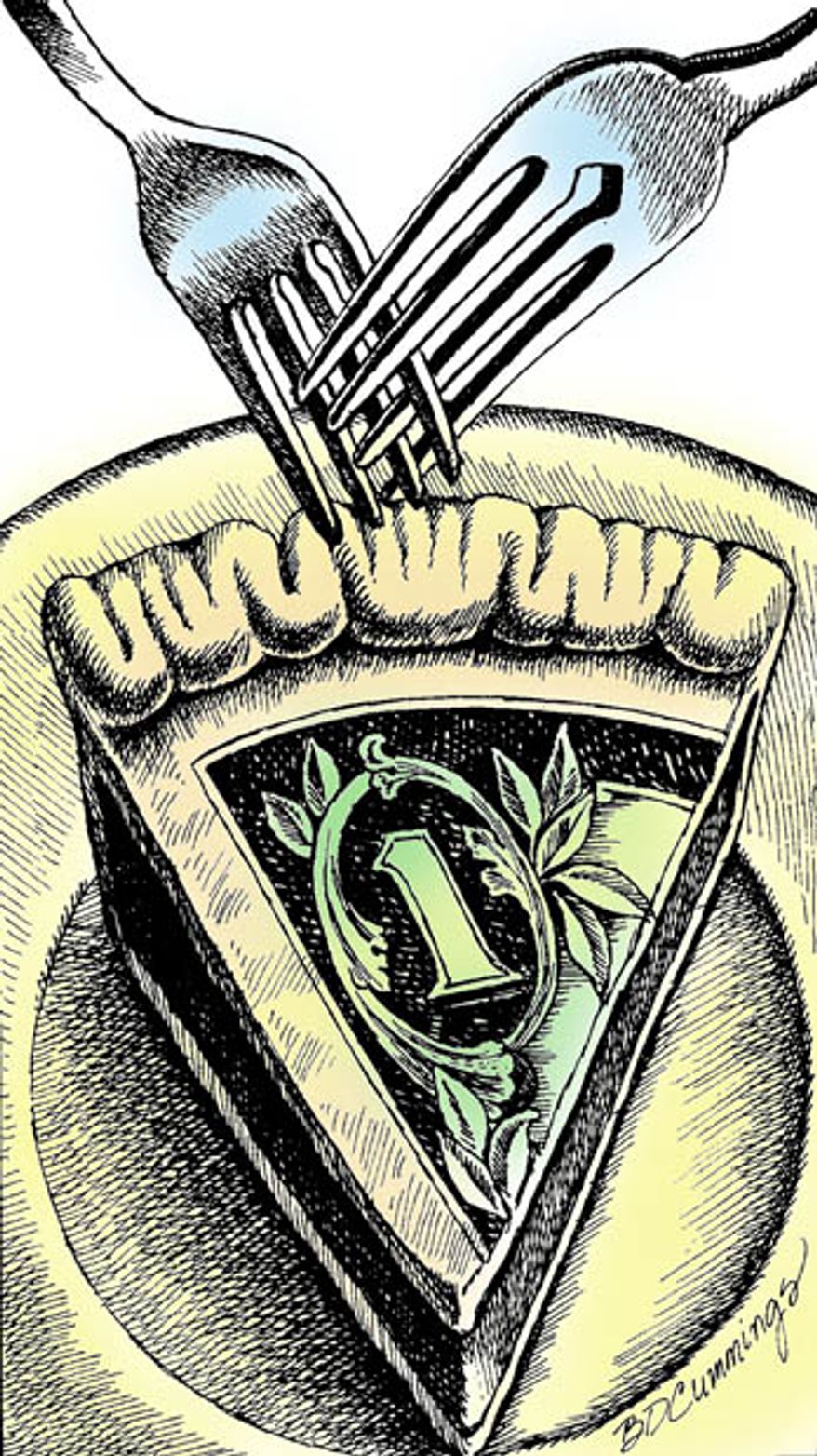 Illustration: Budget pie by Barbara Cummings.