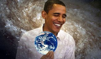 Illustration: Obama&#39;s universe by Alexander Hunter for The Washington Times