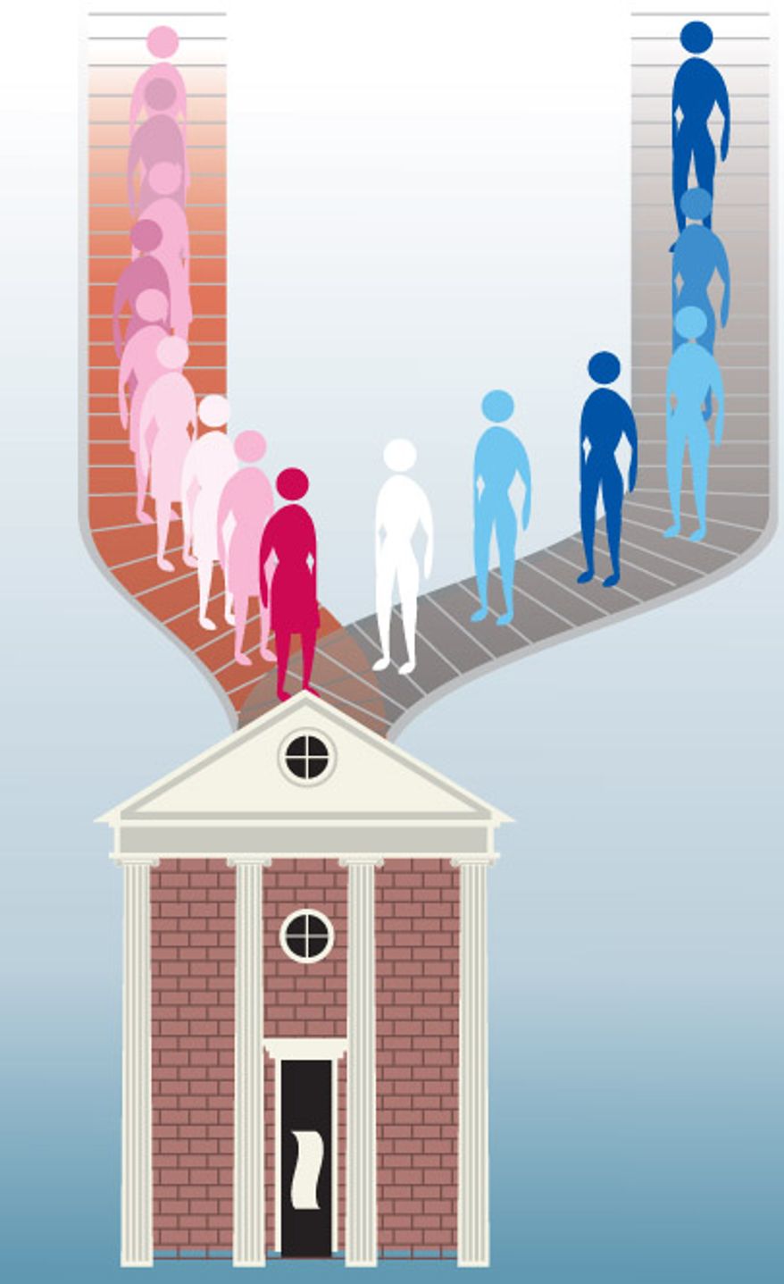 Illustration: Undergrads by Linas Garsys for The Washington Times