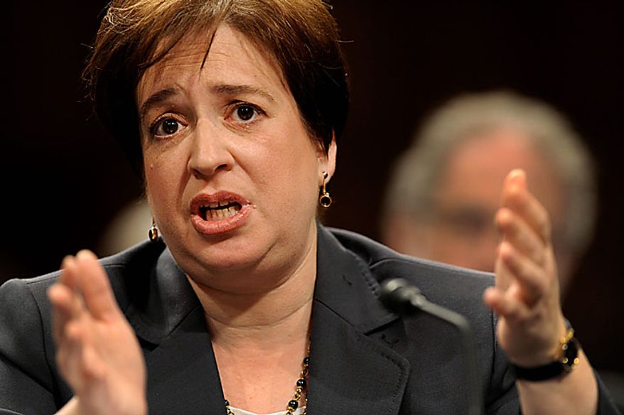 Supreme Court nominee Elena Kagan testifies on Capitol Hill in Washington on Tuesday, June 29, 2010, at the Senate Judiciary Committee hearing on her nomination. (AP Photo/Susan Walsh)