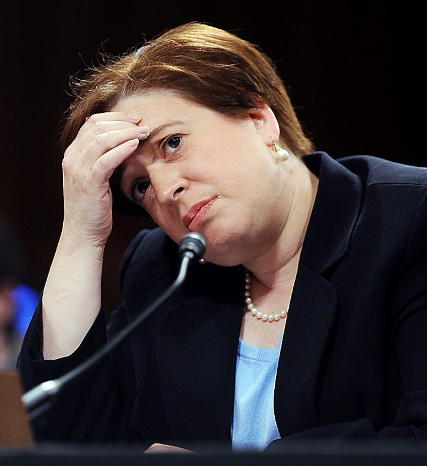Supreme Court nominee Elena Kagan, President Obama&#39;s pick to replace retiring Justice John Paul Stevens, testifies on the third day of her confirmation hearing before the Senate Judiciary Committee on Capitol Hill in Washington on June 30, 2010.    UPI/Roger L. Wollenberg