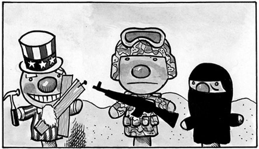 Illustration: Rebuilding Afghanistan by Alexander Hunter for The Washington Times
