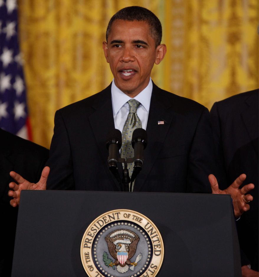 President Barack Obama speaks about exports, jobs and the economy on Wednesday, July 7, 2010, in the East Room of the White House in Washington. (AP Photo/Charles Dharapak)