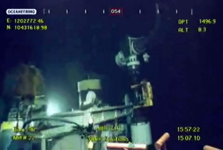 ASSOCIATED PRESS
This image taken from video provided by BP shows that oil has stopped flowing in the Gulf of Mexico on Thursday.