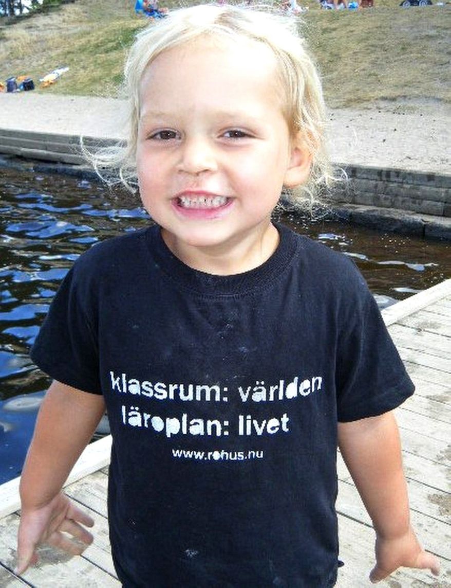 COURTESY OF THE LANTZ FAMILY
Frode Lantz, who is almost 3, wears a shirt that says, "Classroom: The World Curriculum: Life."