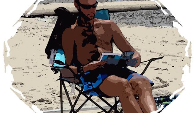 Illustration: Beach reading by Greg Groesch for The Washington Times