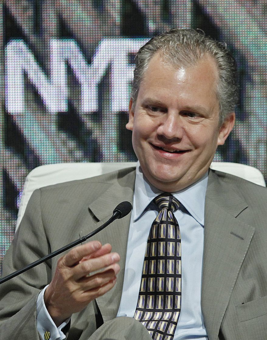 ** FILE ** In this file photo made June 23, 2010, Arthur Sulzberger Jr., Chairman and Publisher of The New York Times, speaks during the New York Forum in New York. The New York Times Co. posted its first quarterly revenue growth since 2007 on Thursday, July 22, 2010, with a jump in online advertising revenue offsetting further declines in print. (AP Photo/Mark Lennihan, file)
