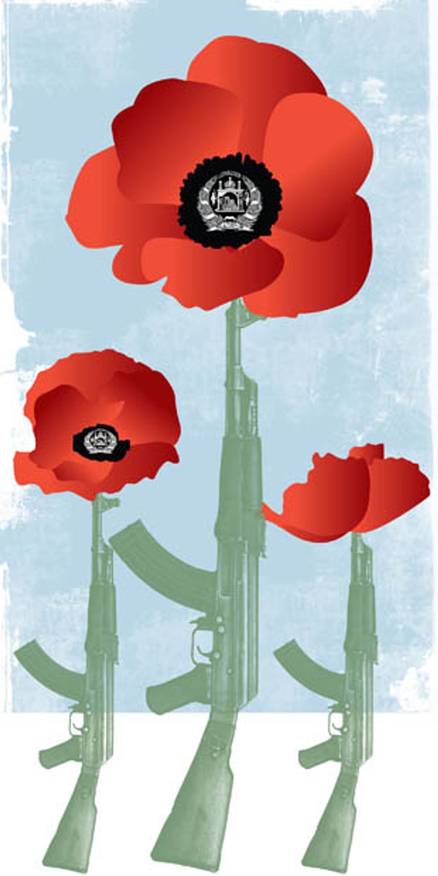 Illustration: Afghan drugs by Linas Garsys for The Washington Times