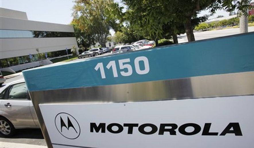 A Motorola office address is displayed July 26, 2010, in Santa Clara, Calif. (Associated Press) **FILE**