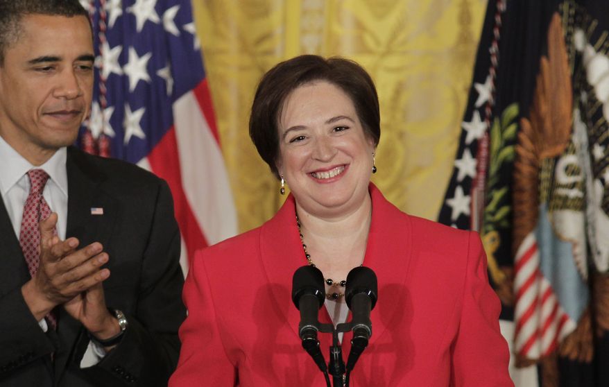 President Barack Obama applauds Elena Kagan during a ceremony to mark her confirmation to become the next Supreme Court justice, Friday, Aug. 6, 2010, in the East Room of the White House in Washington, D.C. Kagan is the first Supreme Court nominee in nearly 40 years with no experience as a judge, and her addition will mark the first time that three women will serve on the nine-member court together. She was sworn in Saturday as the successor to retired Justice John Paul Stevens. (AP Photo/J. Scott Applewhite)