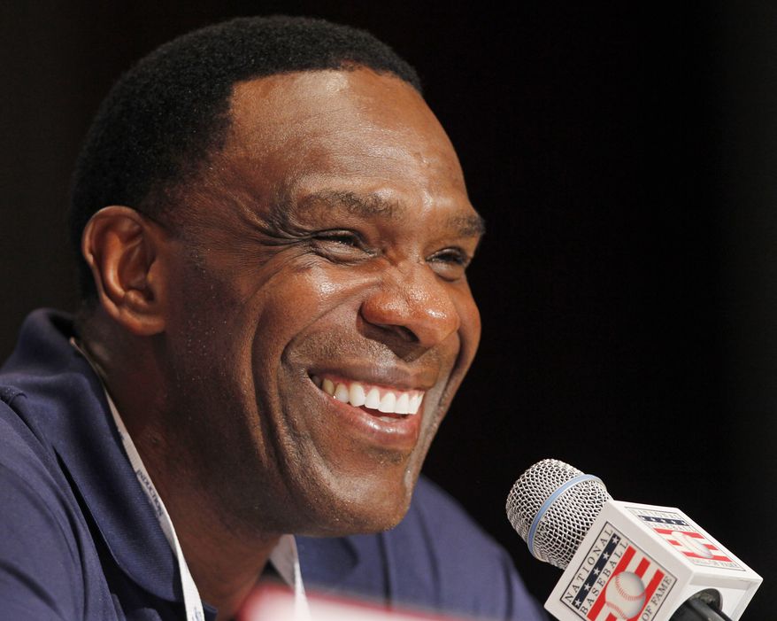 ASSOCIATED PRESS Andre Dawson smiles during a news conference in Cooperstown, N.Y., on Saturday, July 24, 2010.