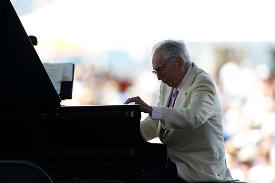 Dave Brubeck plays at the CareFusion Newport Jazz Festival on Sunday, Aug. 8, 2010 in Newport, R.I. (AP Photo/Joe Giblin)