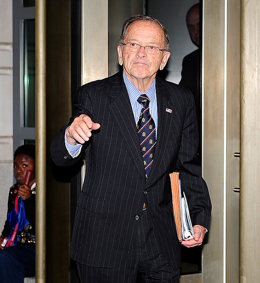 US Senator Ted Stevens of Alaska leaves the US Courthouse in Washington D.C. as the trial adjourns for the day, Wednesday, Oct. 1, 2008. (Joseph Silverman/Washington Times)