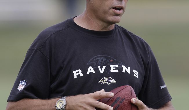 ASSOCIATED PRESS FILE - This July 28, 2010, file photo shows Baltimore Ravens quarterbacks coach Jim Zorn at the team&#x27;s training camp in Westminster, Md. Ravens quarterbacks coach Jim Zorn will be working with the enemy Saturday night for a preseason game against the Washington Redskins, the team that fired him as head coach in January after two mediocre seasons.