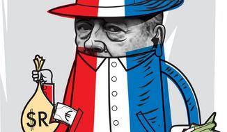 Illustration: Chirac by Linas Garsys for The Washington Times