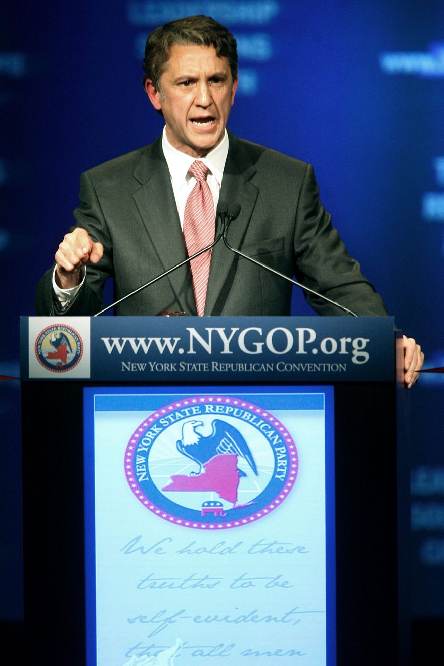 ASSOCIATED PRESS PHOTOGRAPHS
New York Republican gubernatorial candidate Rick Lazio (left) has launched his most expensive effort yet with an ad that began airing Wednesday. Though he must still win a Sept. 14 primary to secure the GOP nod, the ad targets New York state Attorney General Andrew M. Cuomo (right), a Democrat.