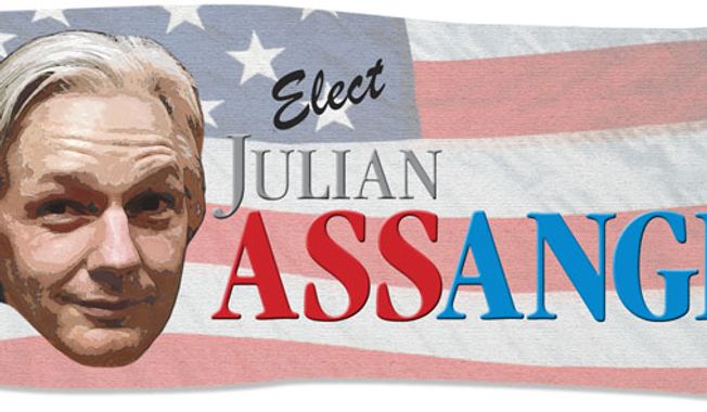 Illustration: Elect Assange by Greg Groesch for The Washington Times