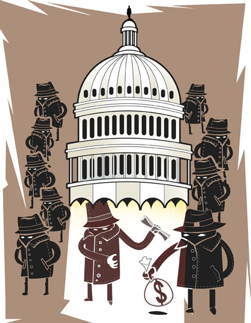Illustration: Shady deal by Linas Garsys for The Washington Times