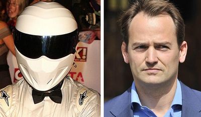 This photo combo shows an undated file photo of the driver for the BBC motoring programme Top Gear  "The Stig"  left,  and Ben Collins seen at the  High Court in London Wednesday Sept. 1, 2010. The opaque visor of one of Britain's most famous helmets has been lifted. The identity of The Stig, the always-anonymous test driver on "Top Gear," the wildly popular British television show about cars, has long been kept secret. The BBC had asked Britain's High Court for an injunction blocking the publication of an autobiography revealing The Stig's identity. But lawyers for publishers HarperCollins said Wednesday it was not granted.  The publishers said in a statement that "Ben Collins has a great story to tell about his seven years as The Stig." (AP Photo/ PA)