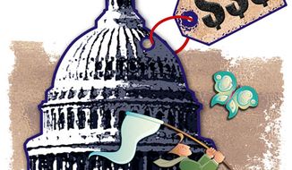 Illustration: Capital price tag by Greg Groesch for The Washington Times