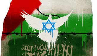 Illustration: Mid-East Peace by Linas Garsys for The Washington Times