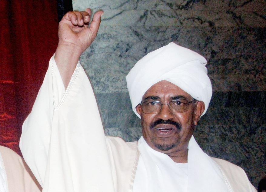 President Omar Bashir prepares to be sworn in at the parliament in Khartoum in May. Gen. Bashir is wanted by the International Criminal Court on charges of war crimes, crimes against humanity and genocide for his government's role in the war in Darfur. (Associated Press)