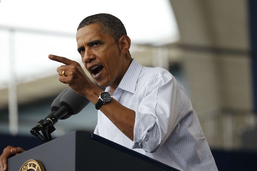 President Obama speaks on the economy at the Milwaukee Laborfest in Milwaukee on Monday, Sept. 6, 2010. (AP Photo/Pablo Martinez Monsivais)