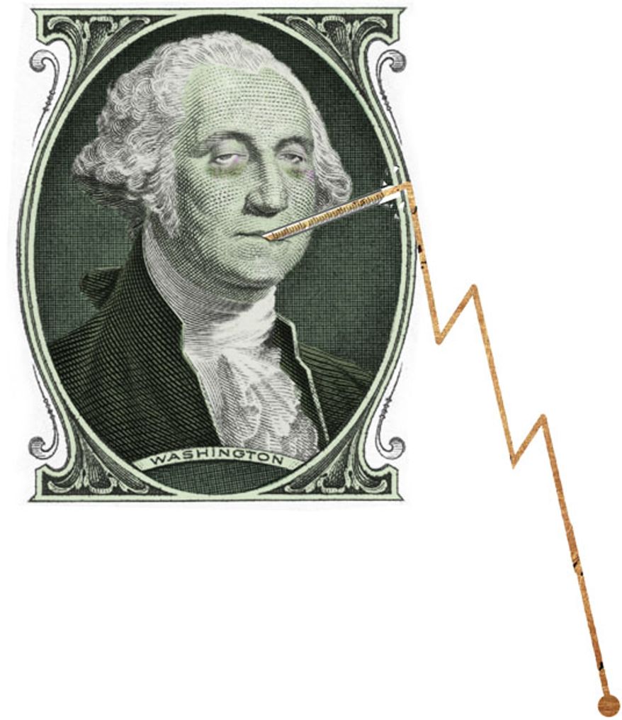 Illustration: Economic recovery by Linas Garsys for The Washington Times