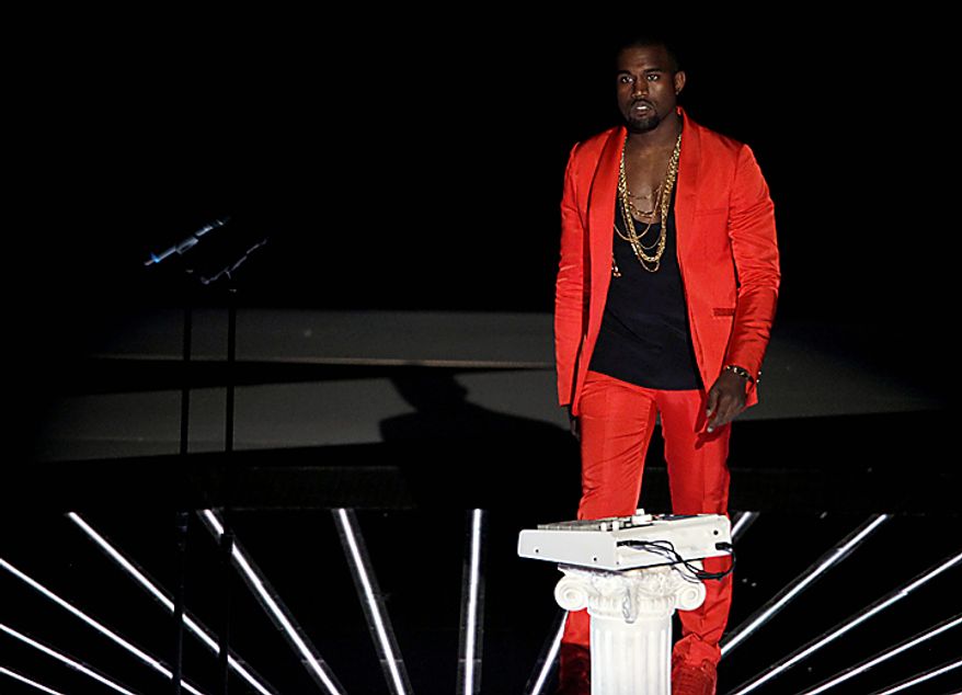Kanye performs at the MTV Video Music Awards on Sunday, Sept. 12, 2010 in Los Angeles. (AP Photo/Matt Sayles)
