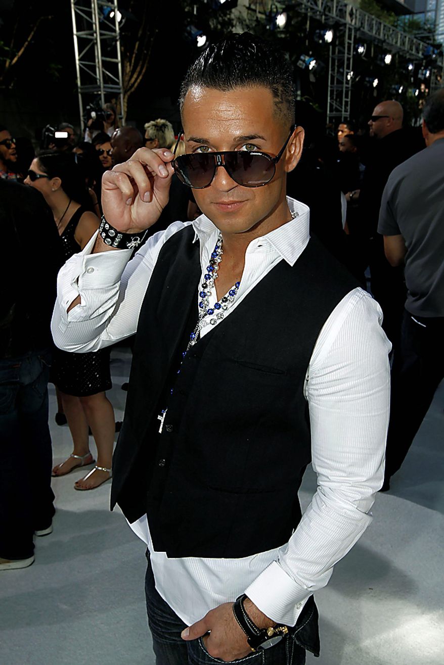 Jersey Shore cast member Michael Sorrentino, also known as &quot;The Situation,&quot; arrives at the MTV Video Music Awards on Sunday, Sept. 12, 2010 in Los Angeles. (AP Photo/Matt Sayles)