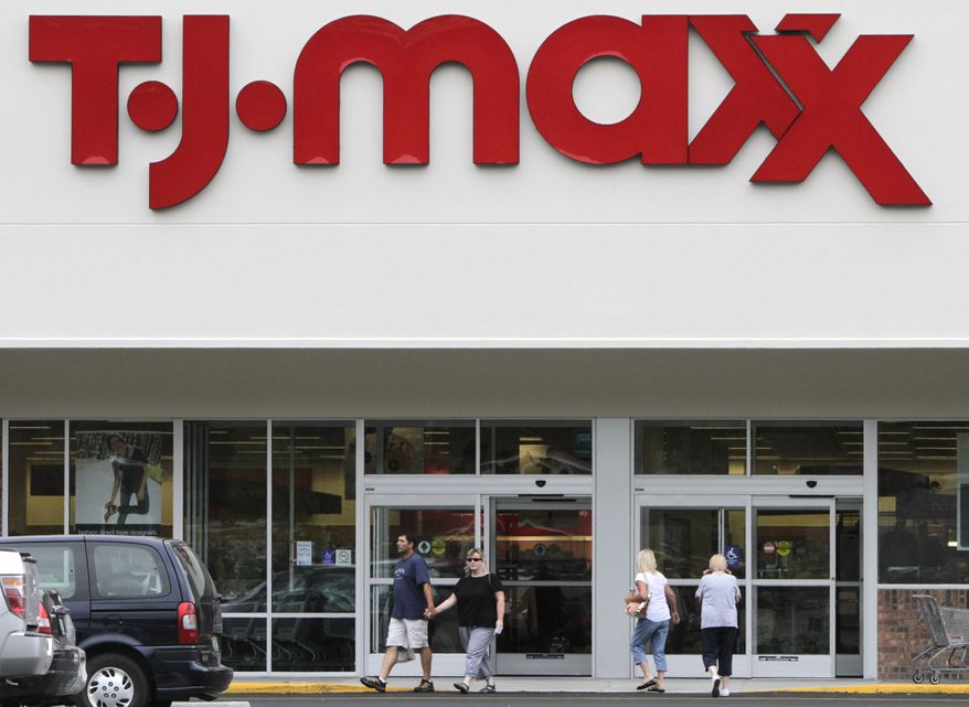 Shoppers head into a TJ Maxx store in Barre, Vt., on Monday, Aug. 16, 2010. The Commerce Department reported on Tuesday that retail sales rose 0.4 percent in August, the best advance since March.