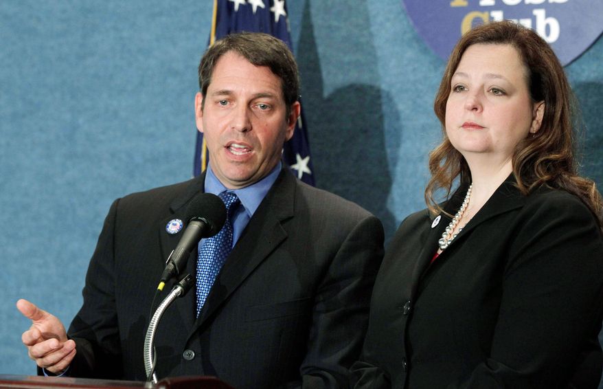 ** FILE ** Tea Party Patriots national coordinators Mark Meckler and Jenny Beth Martin. (Associated Press)