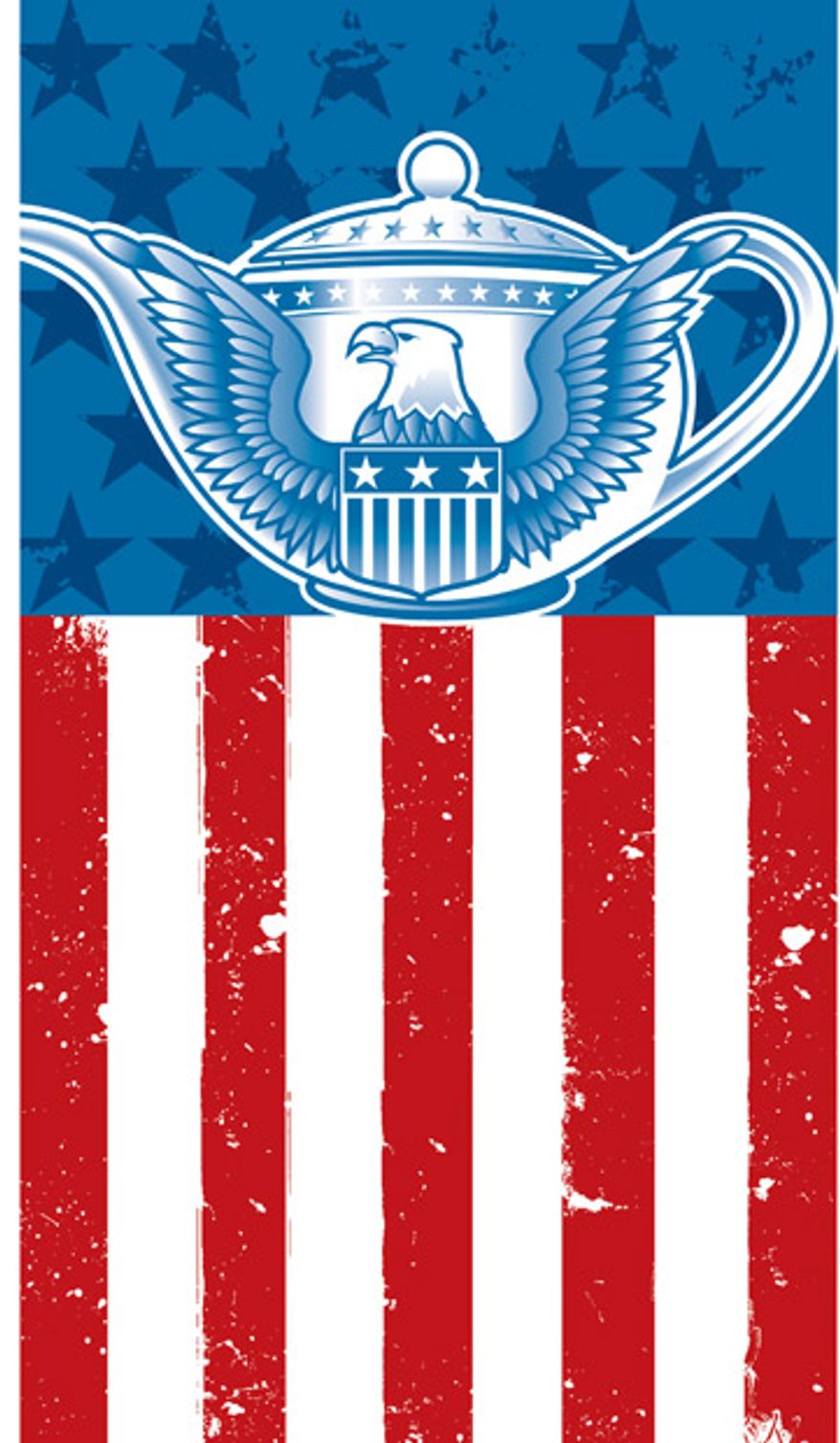 Illustration: Tea Party by Linas Garsys for The Washington Times
