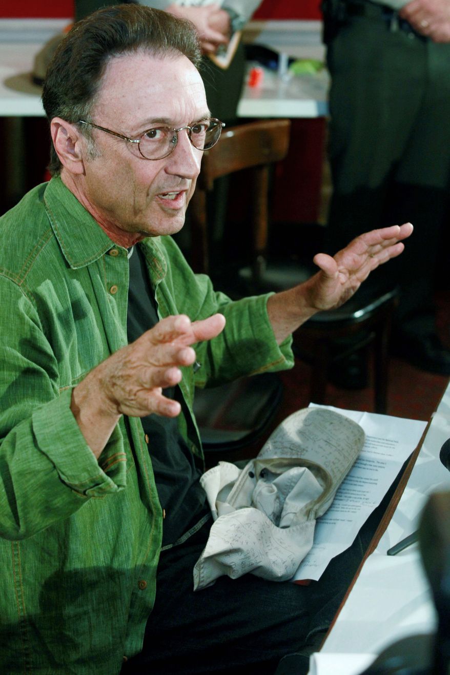 Ed Rosenthal, a Los Angeles real estate broker who spent six days in a Joshua Tree desert canyon after getting disoriented during a day hike, describes his ordeal on Tuesday. (Associated Press)