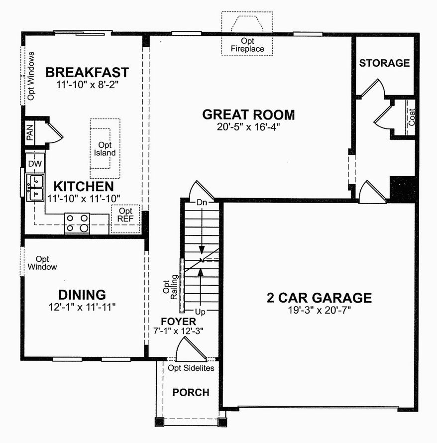 The Madison model has an open floor plan at the back of the main level with an optional center island in the kitchen, a breakfast area and a great room. Buyers can add a fireplace to the great room. Upstairs are four bedrooms and two baths.