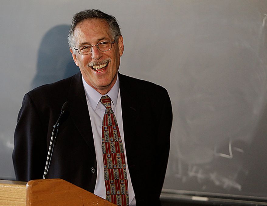Massachusetts Institute of Technology economics professor Peter A. Diamond smiles during a news conference in Cambridge, Mass., after learning he is one of three economists to win the 2010 Nobel Prize in economics on Monday, Oct. 11, 2010. Two Americans and a British-Cypriot economist won the 2010 Nobel economics prize Monday for developing a theory that helps explain why many people can remain unemployed despite a large number of job vacancies. (AP Photo/Stephan Savoia)