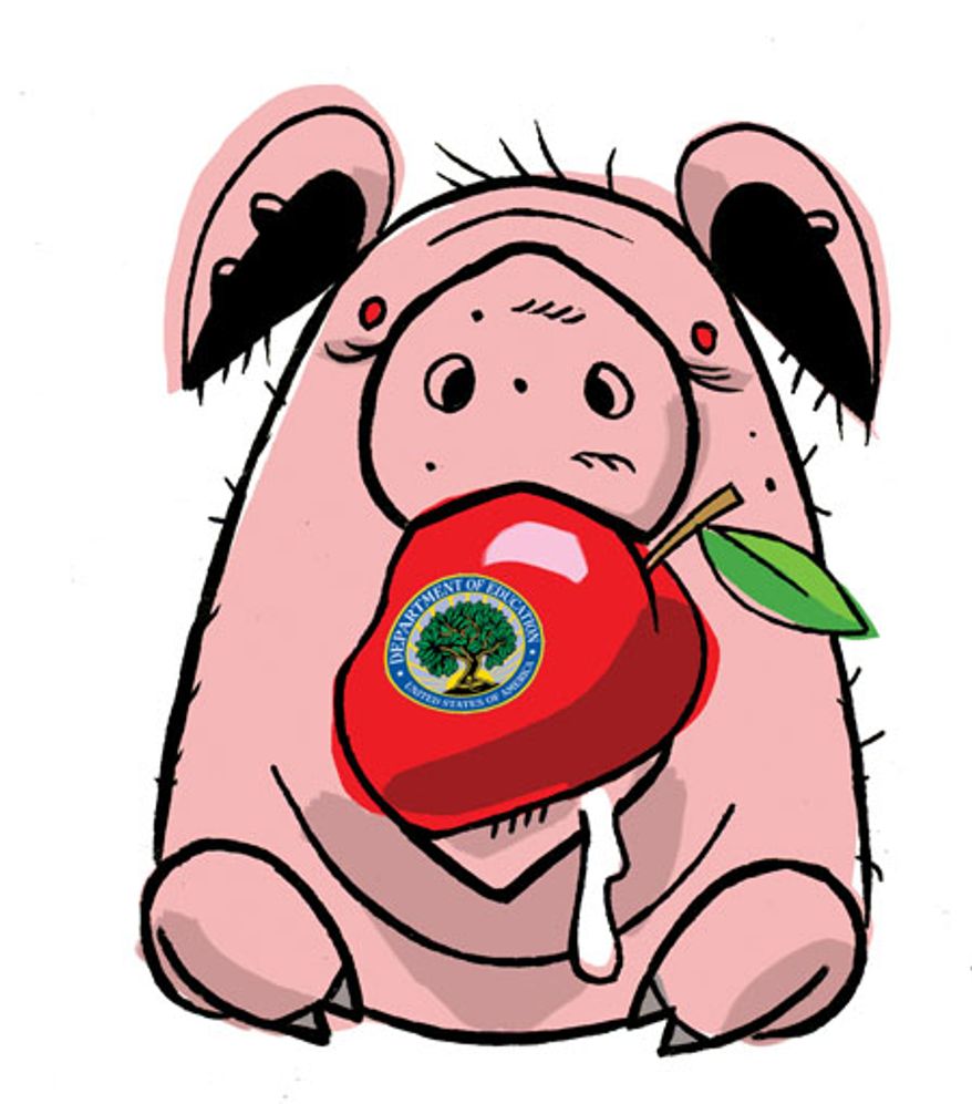 Illustration: Education pork by Alexander Hunter for The Washington Times
