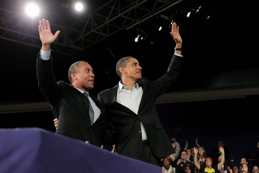 President Obama headlines a rally Saturday in Boston for his longtime friend and political ally, Massachusetts Gov. Deval Patrick, a Democrat who is in a tough battle for re-election. (Associated Press)